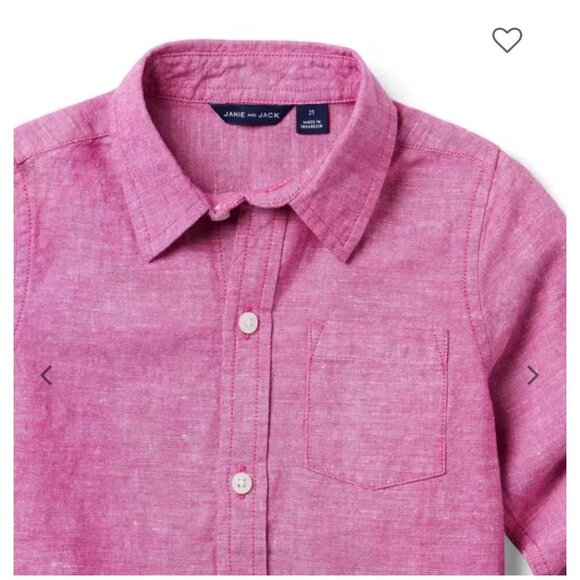 Janie & Jack Linen & Cotton Rolled Sleeve Button Down Shirt Sz 3-6 Months Boys R - Picture 6 of 9